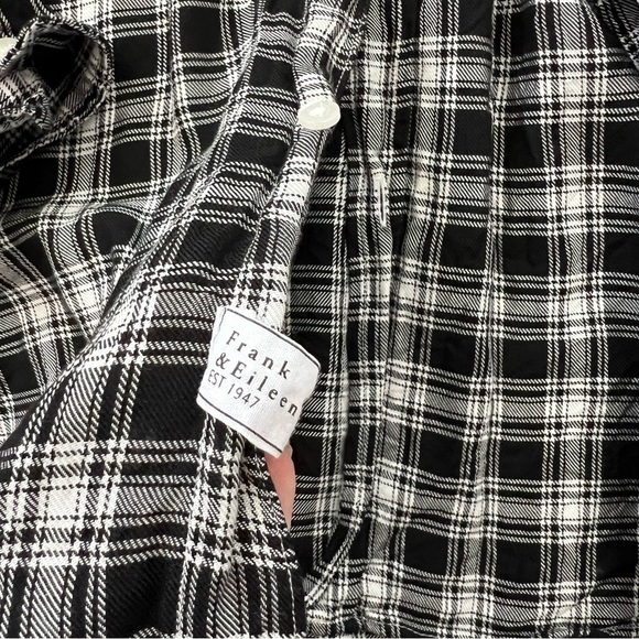 Frank & Eileen | Eileen Plaid Relaxed Fit Button Front Shirt Black White - Picture 8 of 10